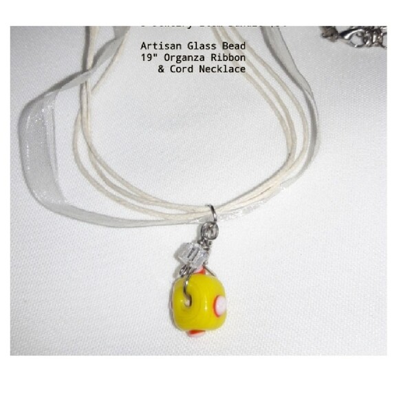 Artisan pendant 053L# Murano Glass Pendant Organza Necklace Layered Necklace 19" - Picture 1 of 6